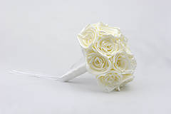 Kytice pre nevestu - Saténová kytica svadobná slonovinová ruže - 15989812_