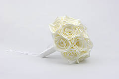 Kytice pre nevestu - Saténová kytica svadobná slonovinová ruže - 15989813_