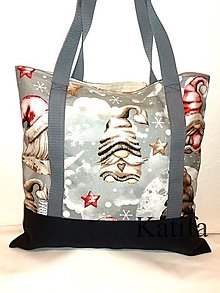 Nákupné tašky - Bavlnená taška s vianočnými škriatkami Gnom - 15990515_