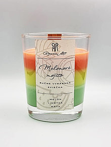 Sviečky - Melónové mojito - sójová sviečka troch vôní v skle s dreveným knôtom, 230 ml - 15990157_