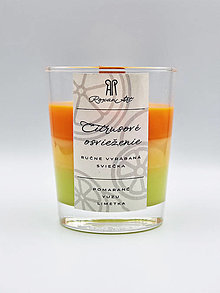 Sviečky - Citrusové osvieženie - sójová sviečka troch vôní v skle s dreveným knôtom, 230 ml - 15990172_