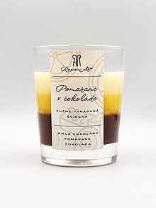 Sviečky - Pomaranč v čokoláde - sójová sviečka troch vôní v skle s dreveným knôtom, 230 ml - 15990232_