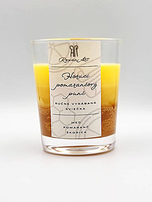 Sviečky - Horúci pomarančový punč - sójová sviečka troch vôní v skle s dreveným knôtom, 230 ml - 15990275_