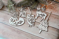 Dekorácie - Set vianočných ozdôb - les (5ks) - 15992350_