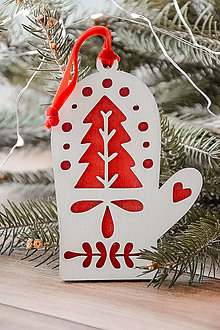 Dekorácie - Škandinávske vianočné ozdoby (Rukavica) - 15992230_