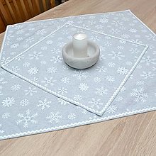 Úžitkový textil - LEDA - bielo strieborné vločky na sivej - štvorcový obrus - 15991093_