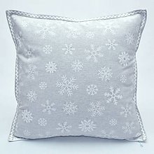 Úžitkový textil - LEDA - bielo strieborné vločky na sivej - obliečka na vankúš 40x40 - 15991547_