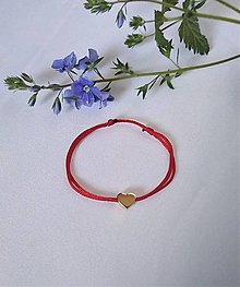 Náramky - Červený náramok so srdiečkom pre dieťa z pozláteného striebra Ag925 - 15992516_