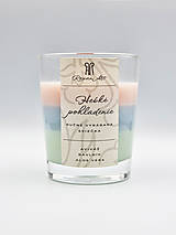 Sviečky - Hebké pohladenie - sójová sviečka troch vôní v skle s dreveným knôtom, 230 ml - 15992083_