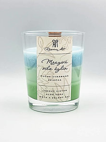 Sviečky - Mrazivá sila bylín - sójová sviečka troch vôní v skle s dreveným knôtom, 230 ml - 15992071_