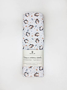 Úžitkový textil - Obrus behúň Veselí tučniaci (bielo-modrý), 145 x 30 cm - 15992976_