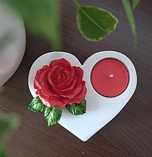 Svietidlá a sviečky - Svietnik - srdce s ružou III - 15991623_
