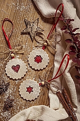 Dekorácie - Set linecké koláčiky - vianočné ozdoby - 15995252_