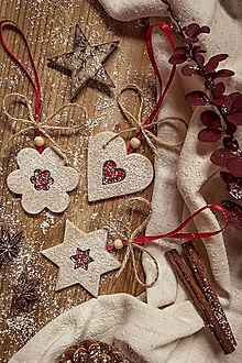 Dekorácie - Set linecké koláčiky - vianočné ozdoby (1) - 15995239_
