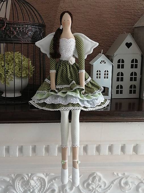 Dekorácie - Zelená volánová anjelka - 15993287_