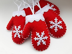 Dekorácie - Vianočné rukavičky (Červená) - 15996872_
