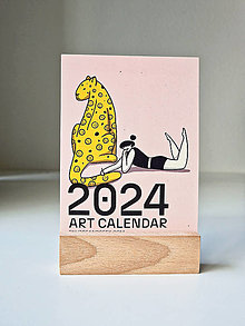 Papiernictvo - Ilustrovaný kalendár 2024 s dreveným stojanom - 15993512_