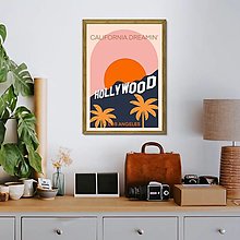 Grafika - Boho minimalistický Hollywood print (plagát) (A4 Hollywood plagát vytlačený) - 15995662_