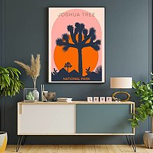 Grafika - Boho minimalistický Joshua Tree NP print (plagát) (A4 Joshua Tree NP plagát vytlačený) - 15995697_