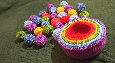 Hračky - Montessori farebné misky (7) s guľôčkami - 15997000_
