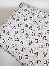 Úžitkový textil - Dekoračný vankúš Veselí tučniaci (bielo-modrý), 40 x 40 cm - 15994414_