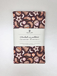 Úžitkový textil - Povlak na vankúš Vianočné koláčiky (bordový), 40 x 40 cm - 15994202_