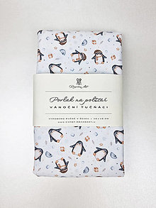 Úžitkový textil - Povlak na vankúš Veselí tučniaci (bielo-modrý), 40 x 40 cm - 15994289_