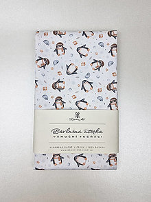Úžitkový textil - Bavlnená utierka Veselí tučniaci (bielo-modrá), 40 x 60 cm - 15994716_