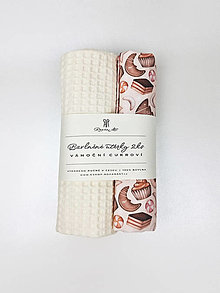 Úžitkový textil - Sada 2 bavlnených utierok Vianočné koláčiky (krémovo-hnedá a krémová) - 15994818_