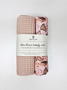 Úžitkový textil - Sada 2 bavlnených utierok Vianočné koláčiky (ružová a staroružová) - 15994845_