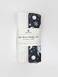 Úžitkový textil - Sada 2 bavlnených utierok Zimná noc (tmavomodrá a biela) - 15994913_