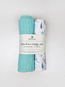 Úžitkový textil - Sada 2 bavlnených utierok Snový anjel (bielo-modrá a tyrkysová) - 15994951_