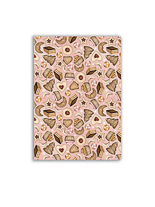 Papiernictvo - Zápisník A5 - Vianočné koláčiky (ružový) - 15996864_