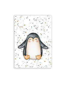 Papiernictvo - Zápisník A5 - Veselý tučniak (bielo-modrý) - 15996985_