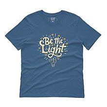 Topy, tričká, tielka - Kresťanské tričko BE THE LIGHT (Denim) - 15996659_