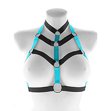 Spodná bielizeň - Elastický harness top postroj otevřená podprsenka s kovovými krúžkami - 15999892_