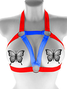 Spodná bielizeň - Elastický harness top postroj otevřená podprsenka s kovovými krúžkami - 15999897_