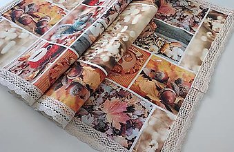 Úžitkový textil - Obrus s čipkou,,jesenné lístie" - 15997084_