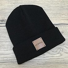 Detské čiapky - Dvojitá čiapka s lemom - UNI black - 15998450_