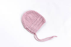 Detské čiapky - Ružový čepiec pre novorodenca MERINO/BAVLNA - 15998887_