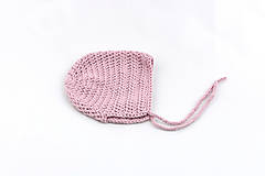 Detské čiapky - Ružový čepiec pre novorodenca MERINO/BAVLNA - 15998889_