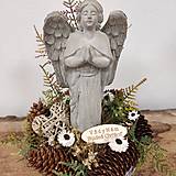 Dekorácie - Dušičková, urnová náhrobná dekorácia, aranžmán s anjelom - 15998346_