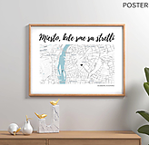 Grafika - Miesto, kde sme sa stretli - personalizovaná mapa, darček k valentínu (OBRAZ 30x40cm) - 15997095_
