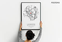 Grafika - Naše prvé stretnutie - personalizovaná mapa valentín (plagát 30x40cm) - 15997823_
