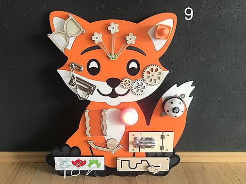 Hračky - Montessori doska activity board LÍŠKA (variant 9 oranzova) - 15998167_