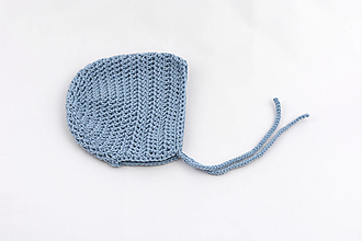Detské čiapky - Modrý čepiec pre novorodenca MERINO/BAVLNA - 16002317_