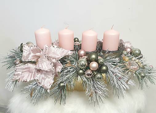 Svietidlá - Ružovozlatý adventný svietnik - 16000395_