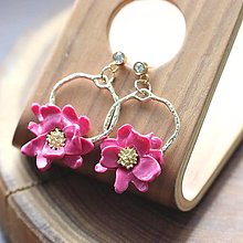 Náušnice - náušnice ružový kvet - zlatý kruh | miniberry - 16002624_