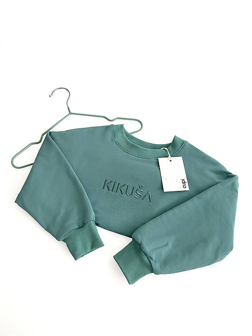 Detské oblečenie - Detská mikina s menom KIKUŠA - old green - 16001747_