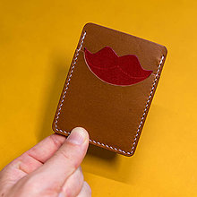 Peňaženky - Kožené púzdro na karty pre ňu - červené pery - 16001018_